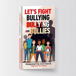 A dynamic and motivational book cover design centered around the theme 'Let's Fight Bullying and Bullies'