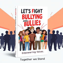 A dynamic and motivational book cover design centered around the theme 'Let's Fight Bullying and Bullies'