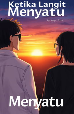 A novel cover for 'Ketika Langit Menyatu' featuring two anime-style characters