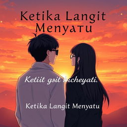 A novel cover for 'Ketika Langit Menyatu' featuring two anime-style characters