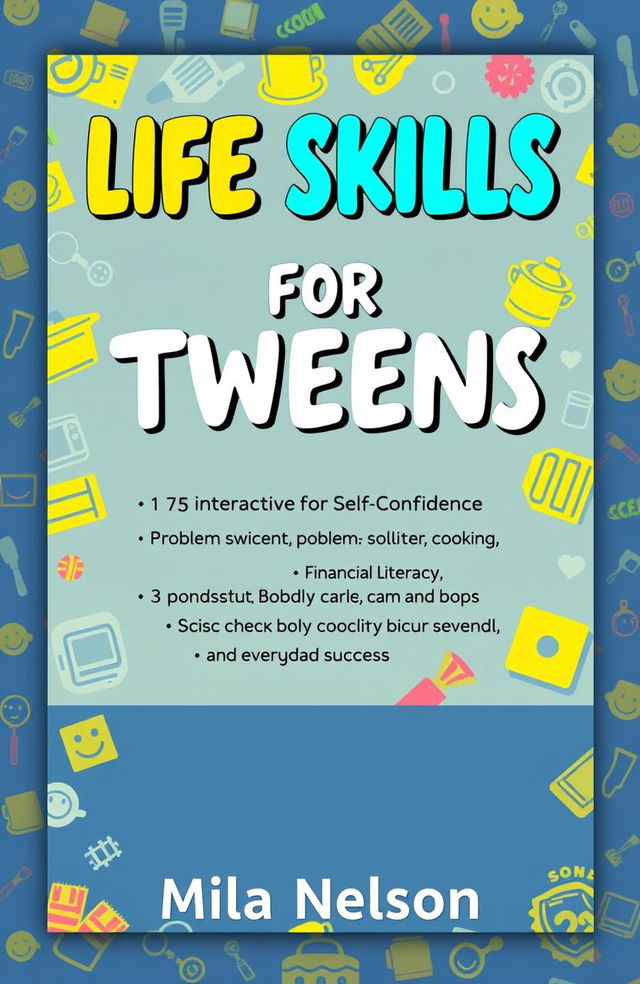 A vibrant and engaging book cover for 'LIFE SKILLS FOR TWEENS', showcasing a playful and colorful design