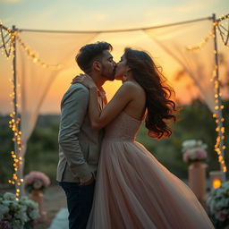 A visually captivating scene featuring Indian actress Jhanvi Kapoor sharing a passionate kiss with her on-screen partner