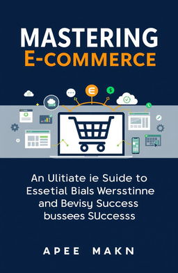 A professional and dynamic eBook cover for 'Mastering E-commerce: The Ultimate Guide to Essential Websites and Software for Business Success'