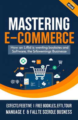 An eBook cover design for 'Mastering E-commerce: The Ultimate Guide to Essential Websites and Software for Business Success