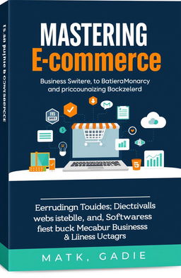An eBook cover design for 'Mastering E-commerce: The Ultimate Guide to Essential Websites and Software for Business Success