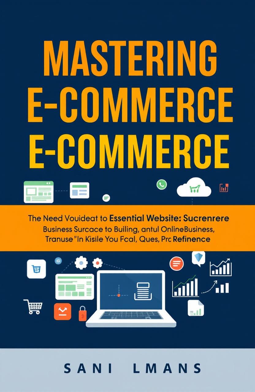 An eBook cover design for 'Mastering E-commerce: The Ultimate Guide to Essential Websites and Software for Business Success