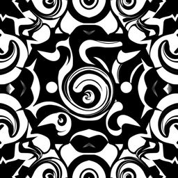 Create an aesthetically pleasing black and white line pattern featuring intricate geometric shapes and fluid, organic lines that flow harmoniously together