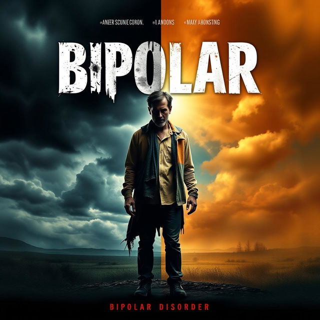 A horror-themed movie poster that visually represents the concept of bipolar disorder