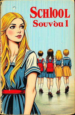 A vintage-themed novel book cover, vibrant colors
