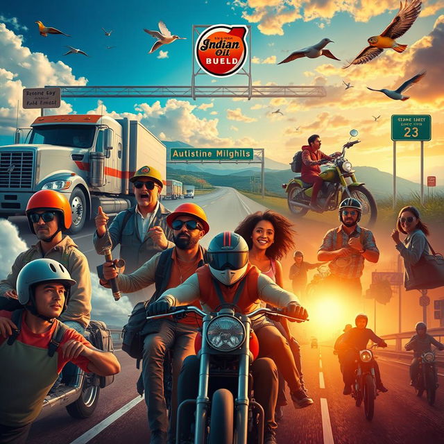 A dynamic montage showcasing diverse individuals including truck drivers, bikers, and families, all fueled by IndianOil, as they journey to their various destinations