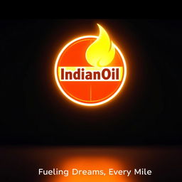 An animated scene featuring the IndianOil logo, glowing prominently at the center with a captivating mnemonic flame-heart animation
