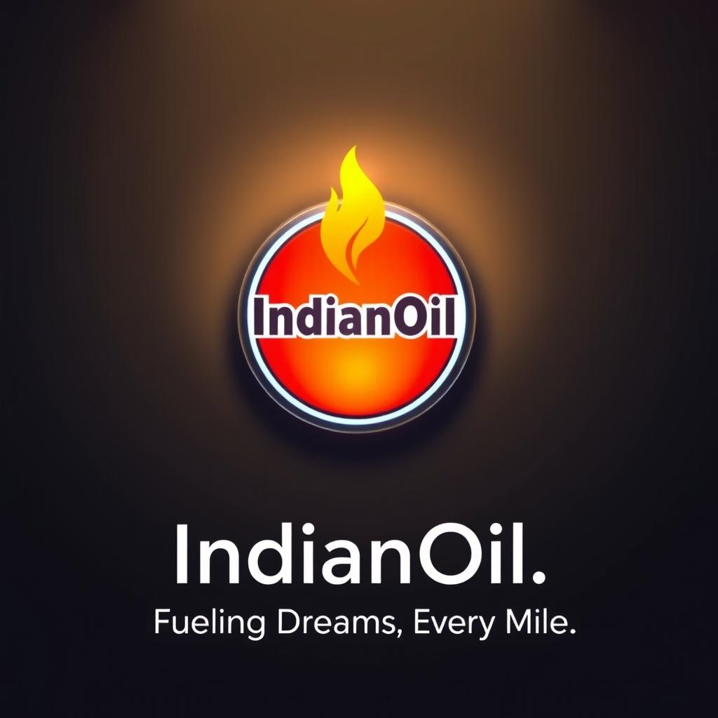 An animated scene featuring the IndianOil logo, glowing prominently at the center with a captivating mnemonic flame-heart animation