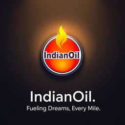 An animated scene featuring the IndianOil logo, glowing prominently at the center with a captivating mnemonic flame-heart animation