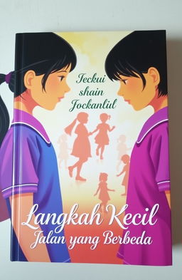 A book cover featuring two schoolgirls facing each other, with a nostalgic background