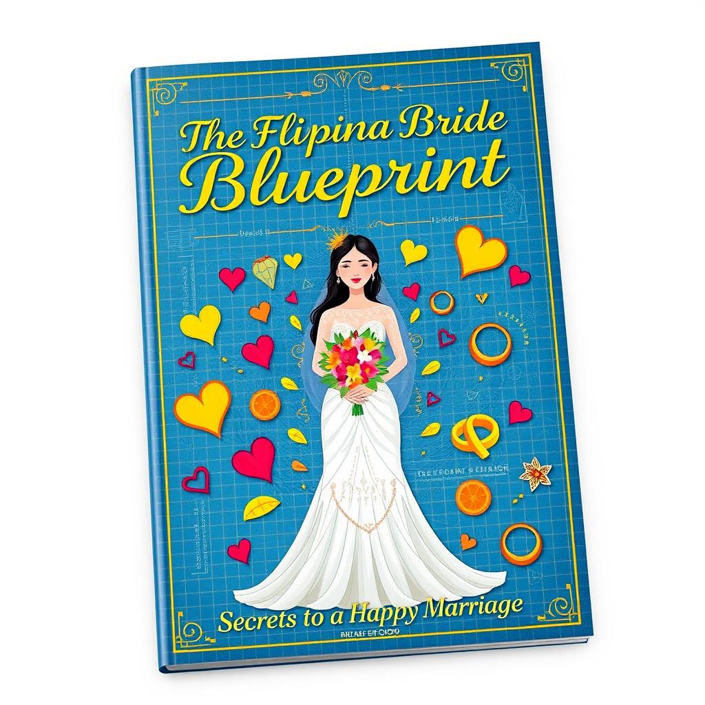 A captivating book cover for 'The Filipina Bride Blueprint: Secrets to a Happy Marriage