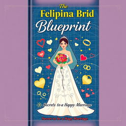 A captivating book cover for 'The Filipina Bride Blueprint: Secrets to a Happy Marriage