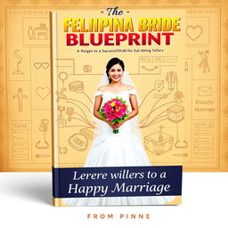 A visually striking book cover for 'The Filipina Bride Blueprint: Secrets to a Happy Marriage