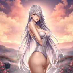 A stunning and artistic depiction of Rangiku Matsumoto, a character from the anime Bleach, posed elegantly and tastefully in a sensual yet artistic manner