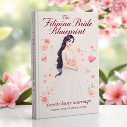 An elegantly designed book cover for 'The Filipina Bride Blueprint: Secrets to a Happy Marriage'