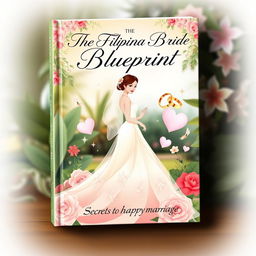 An elegantly designed book cover for 'The Filipina Bride Blueprint: Secrets to a Happy Marriage'