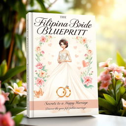 An elegantly designed book cover for 'The Filipina Bride Blueprint: Secrets to a Happy Marriage'