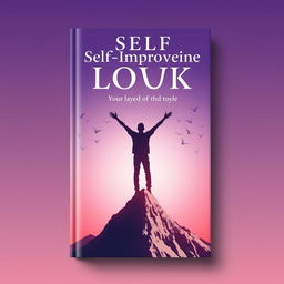 A stunning book cover design for a self-improvement book, featuring a gradient background that transitions from deep purple at the top to soft pink at the bottom