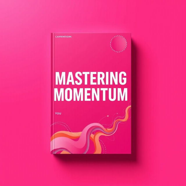 A captivating book cover design for a self-improvement book titled 'Mastering Momentum', featuring a vibrant pink background that radiates positivity and energy