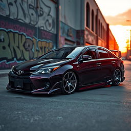 A fully modified dark purple Toyota Premio NZT 260