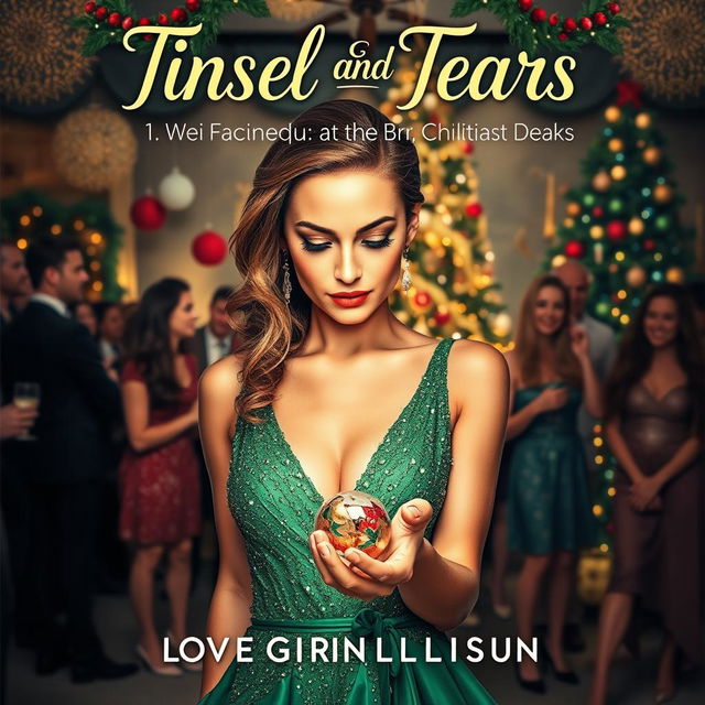 The book cover for 'Tinsel and Tears: Love Gone Wrong at the Christmas Bash' features a poignant scene that encapsulates heartbreak amidst holiday cheer