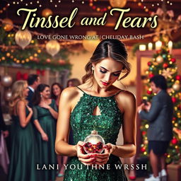 The book cover for 'Tinsel and Tears: Love Gone Wrong at the Christmas Bash' features a poignant scene that encapsulates heartbreak amidst holiday cheer