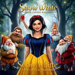 A live-action movie poster for 'Snow White and the Seven Dwarfs'