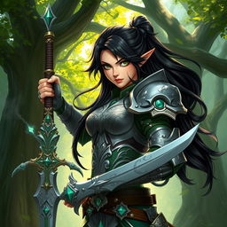 A stunning and charismatic character design featuring a strong female warrior