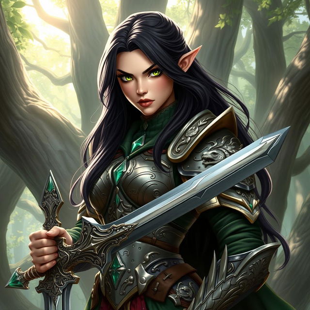 A stunning and charismatic character design featuring a strong female warrior