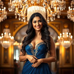 A glamorous portrait of Tamanna Bhatia in an elegant evening gown