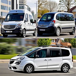 A dynamic side-by-side comparison of a 2017 Vito van and a 2007 Opel Zafira