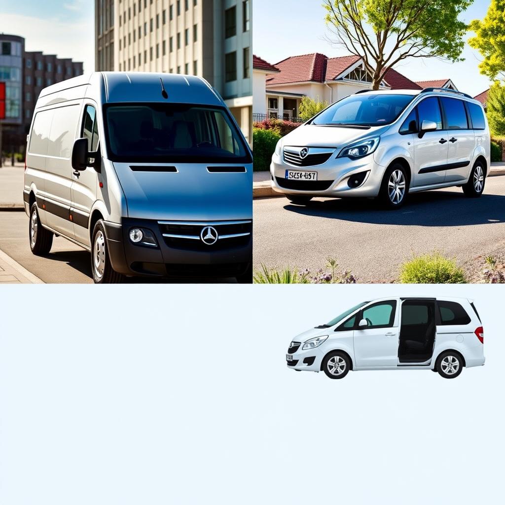 A dynamic side-by-side comparison of a 2017 Vito van and a 2007 Opel Zafira