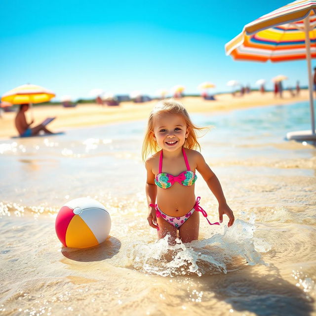 A vibrant beach scene capturing the essence of summer