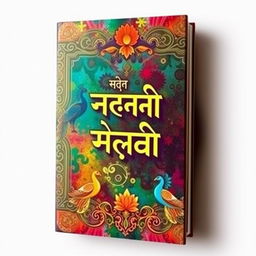 A captivating book cover design featuring bold, stylized typography in Hindi, surrounded by intricate traditional patterns and motifs