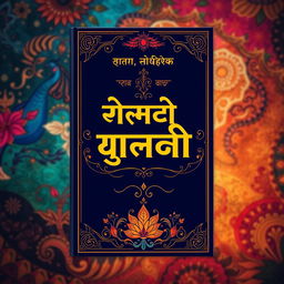 A captivating book cover design featuring bold, stylized typography in Hindi, surrounded by intricate traditional patterns and motifs