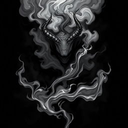 An ominous faceless demon manifesting as a swirling cloud of black smoke, captivating and intimidating
