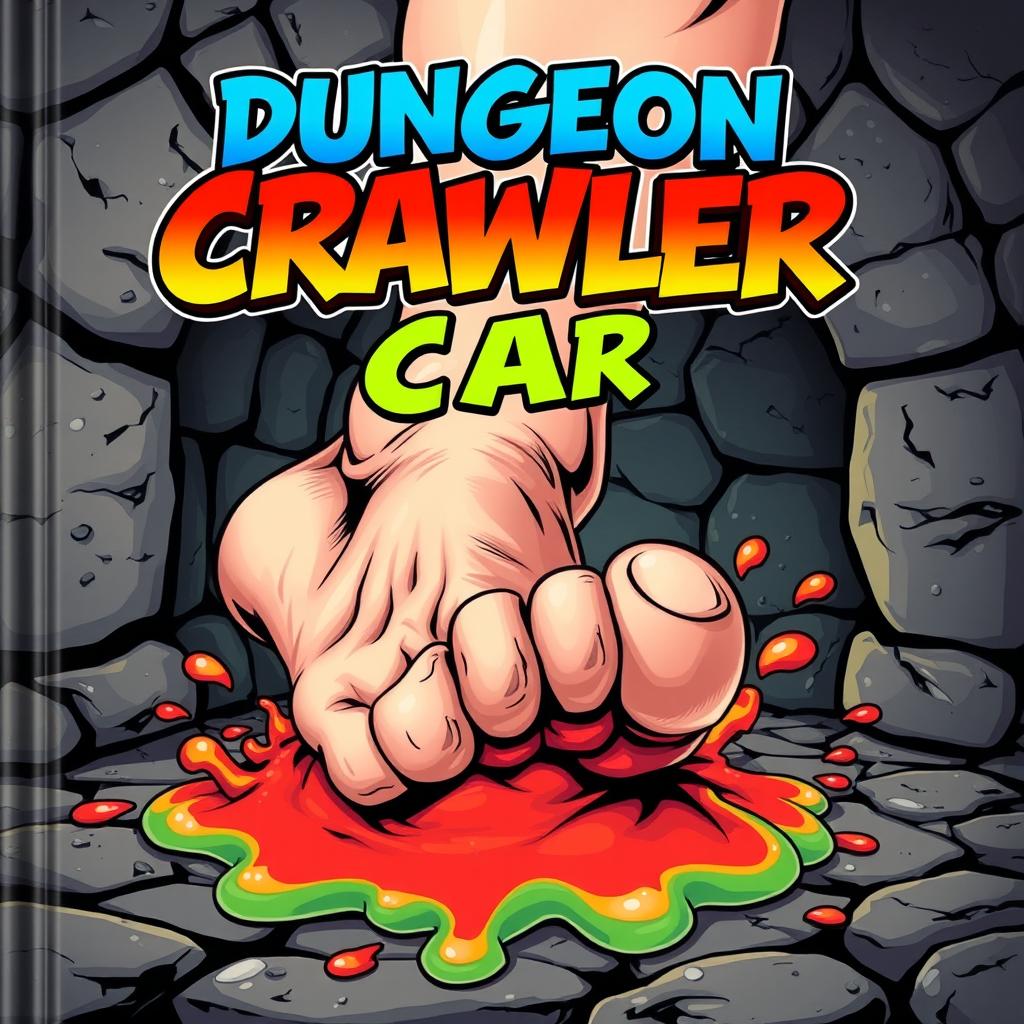 A comic book style cover for 'Dungeon Crawler Carl' that features a bold illustration of a man's bare leg and foot, emphasized in a dynamic, eye-catching pose