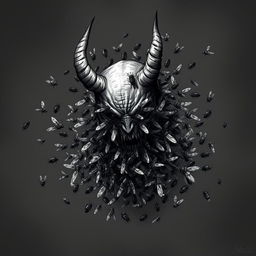 A sinister illustration of a faceless demon taking the form of a swirling mass of flies, creating an unsettling and grotesque effect