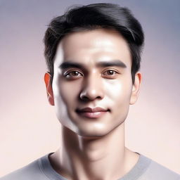 A high-quality digital art portrait of a generic person, featuring well-defined facial features, neutral skin tone, and a simple hairstyle