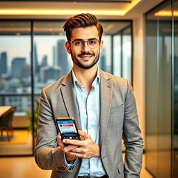 A stylish Milanese marketing manager named Luca, 35 years old, with a confident demeanor