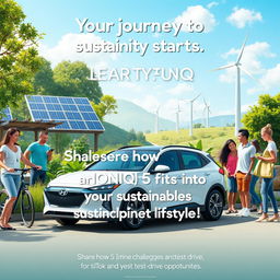 A vibrant and engaging graphic for social media featuring the theme "Your journey to sustainability starts here"