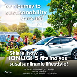 A vibrant and engaging graphic for social media featuring the theme "Your journey to sustainability starts here"