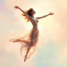 A vivid artistic portrayal of an abstract figure representing freedom, with flowing forms and dynamic poses