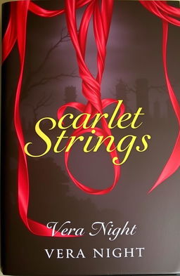 A mesmerizing book cover for a novel titled 'Scarlet Strings' by Vera Night