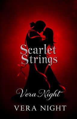 A captivating book cover design for 'Scarlet Strings' by Vera Night, featuring a dark love theme