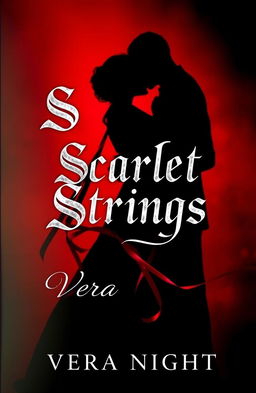 A captivating book cover design for 'Scarlet Strings' by Vera Night, featuring a dark love theme